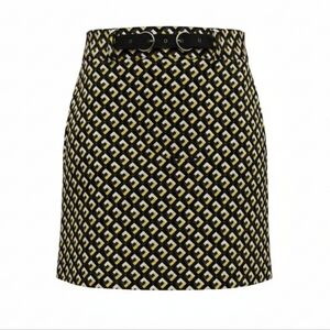 LOFT Black and Yellow Geometric Mini Skirt
